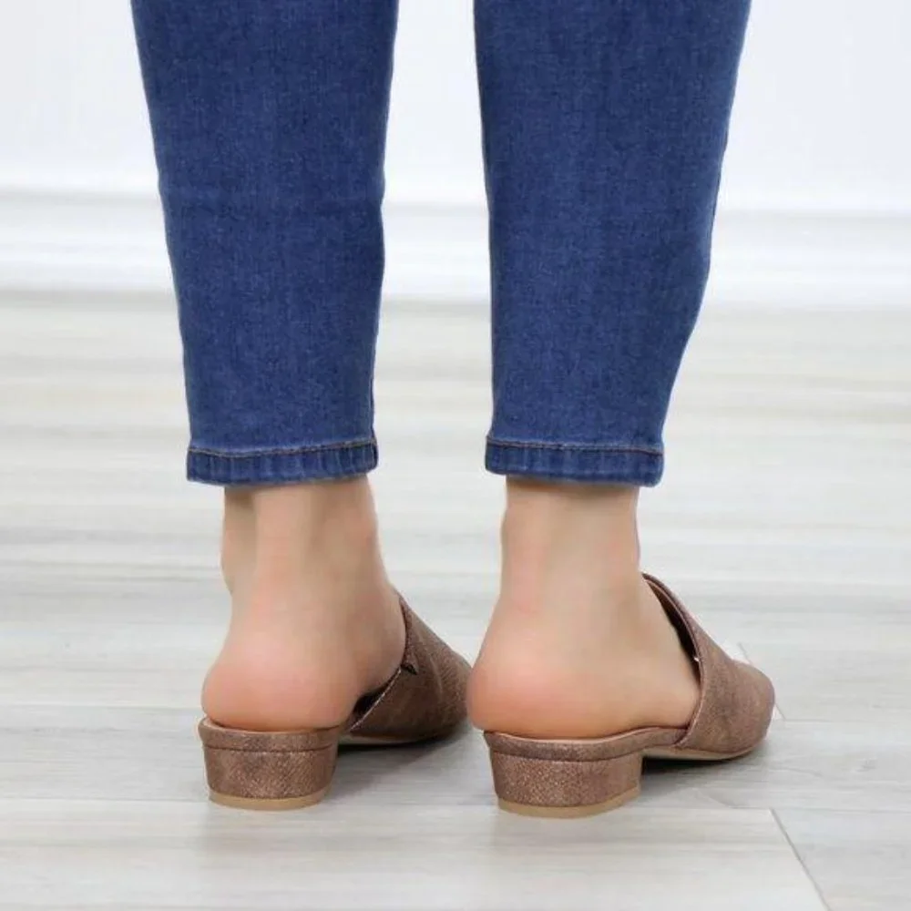 Flat Slip On Loafer Metallic Copper Sandal - Picture 6 of 10